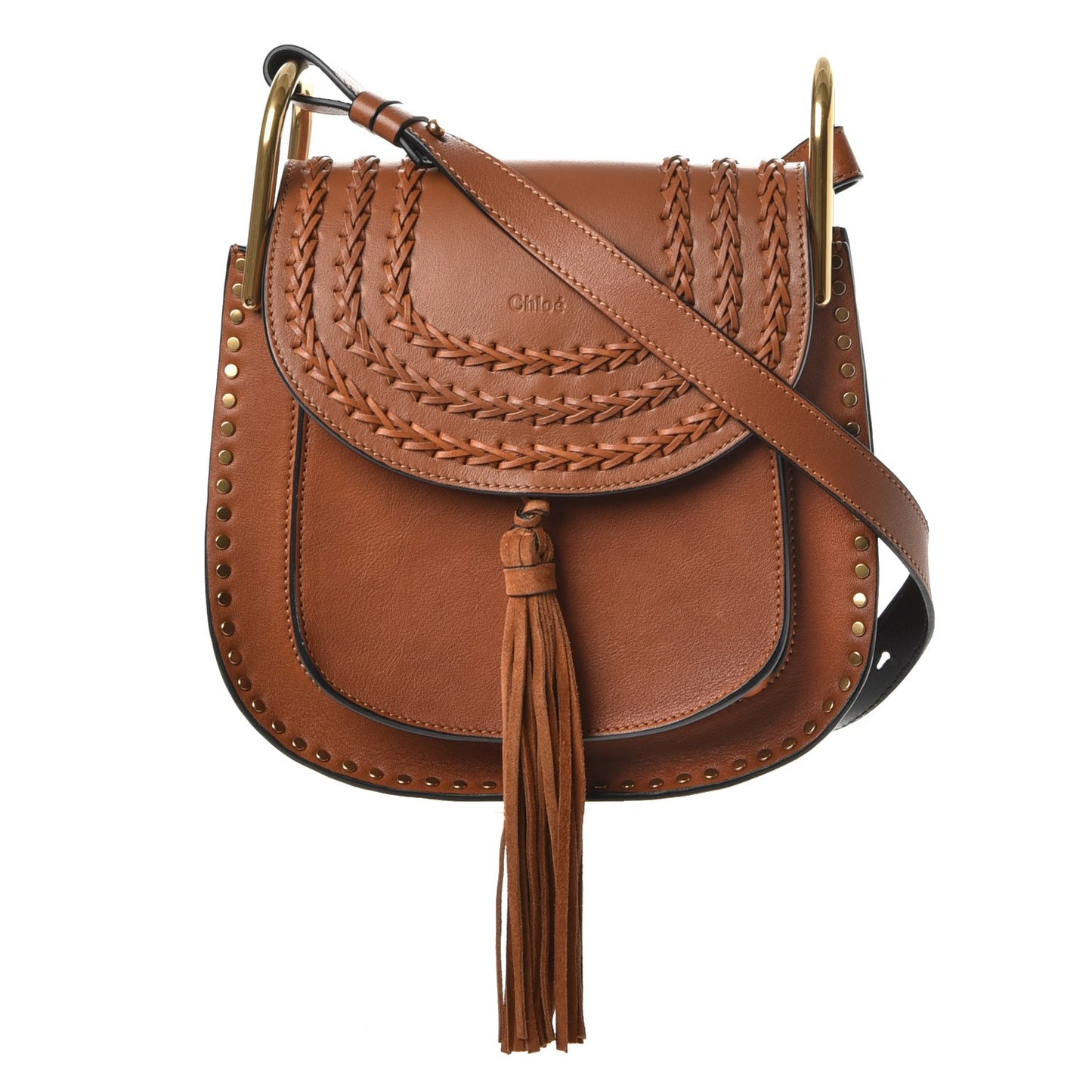 Calfskin Braided Small Hudson Bag Caramel