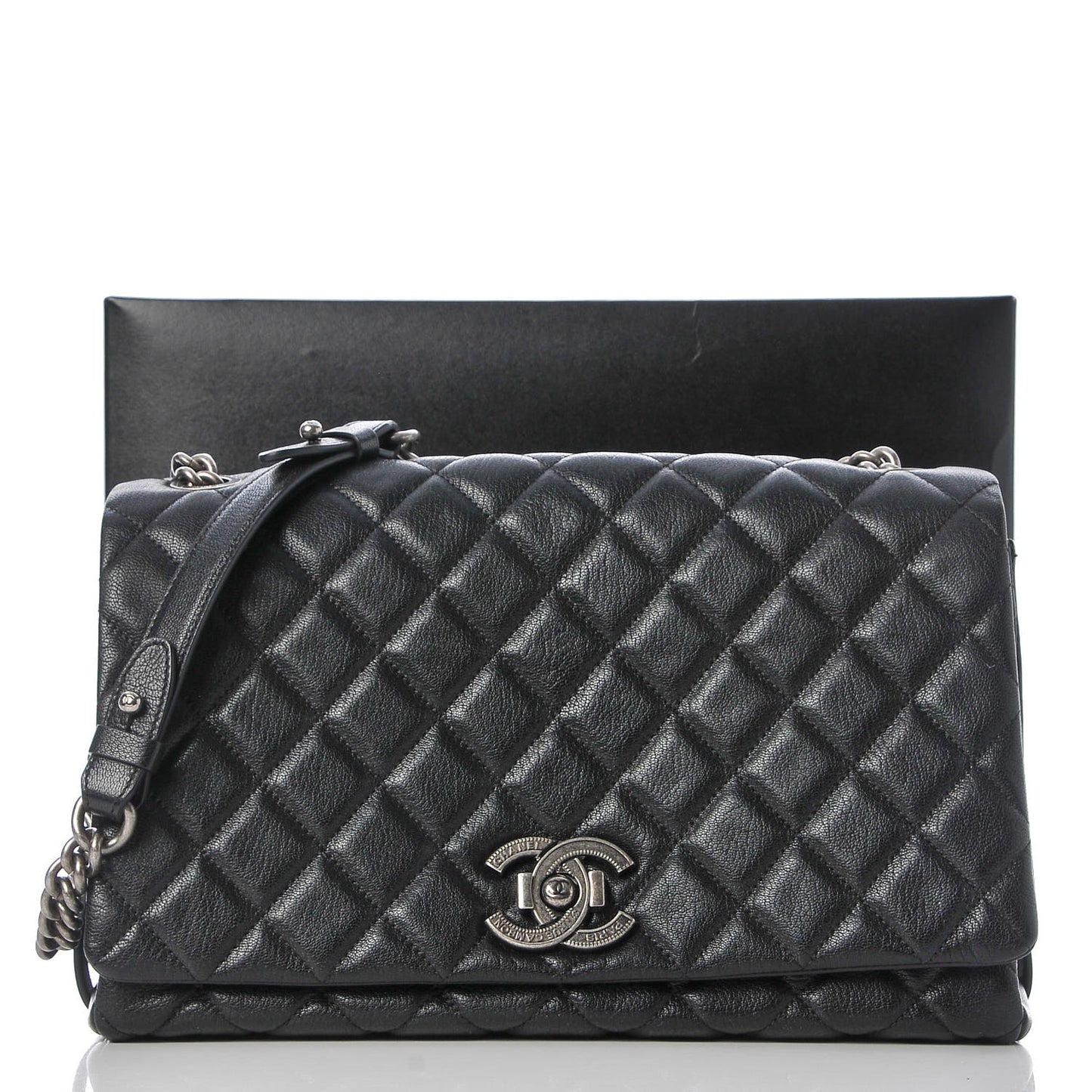 Goatskin Quilted Large City Rock Flap Black