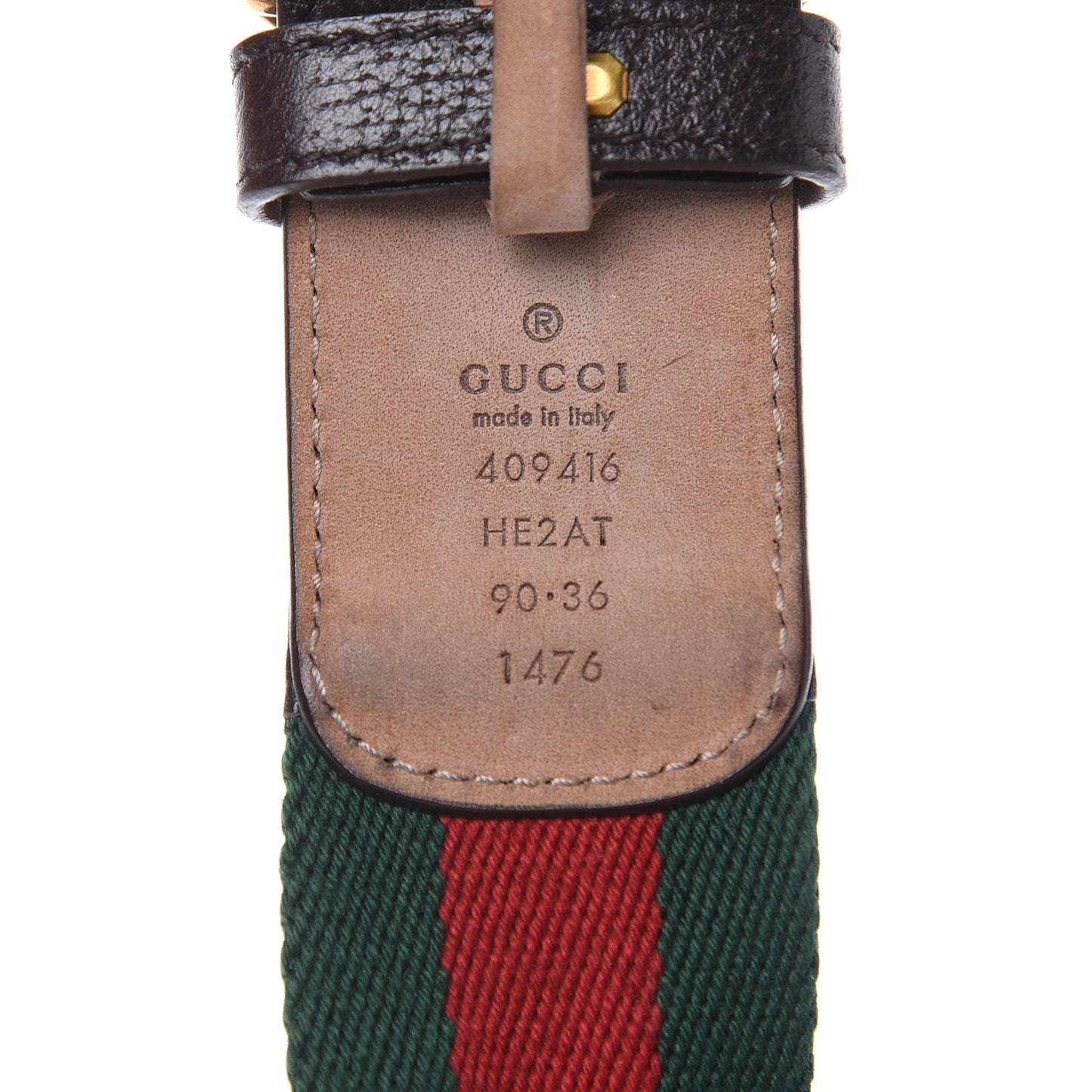 Nylon Textured Calfskin Double G Web 40mm Belt 90 36 Green Red Dark Cocoa