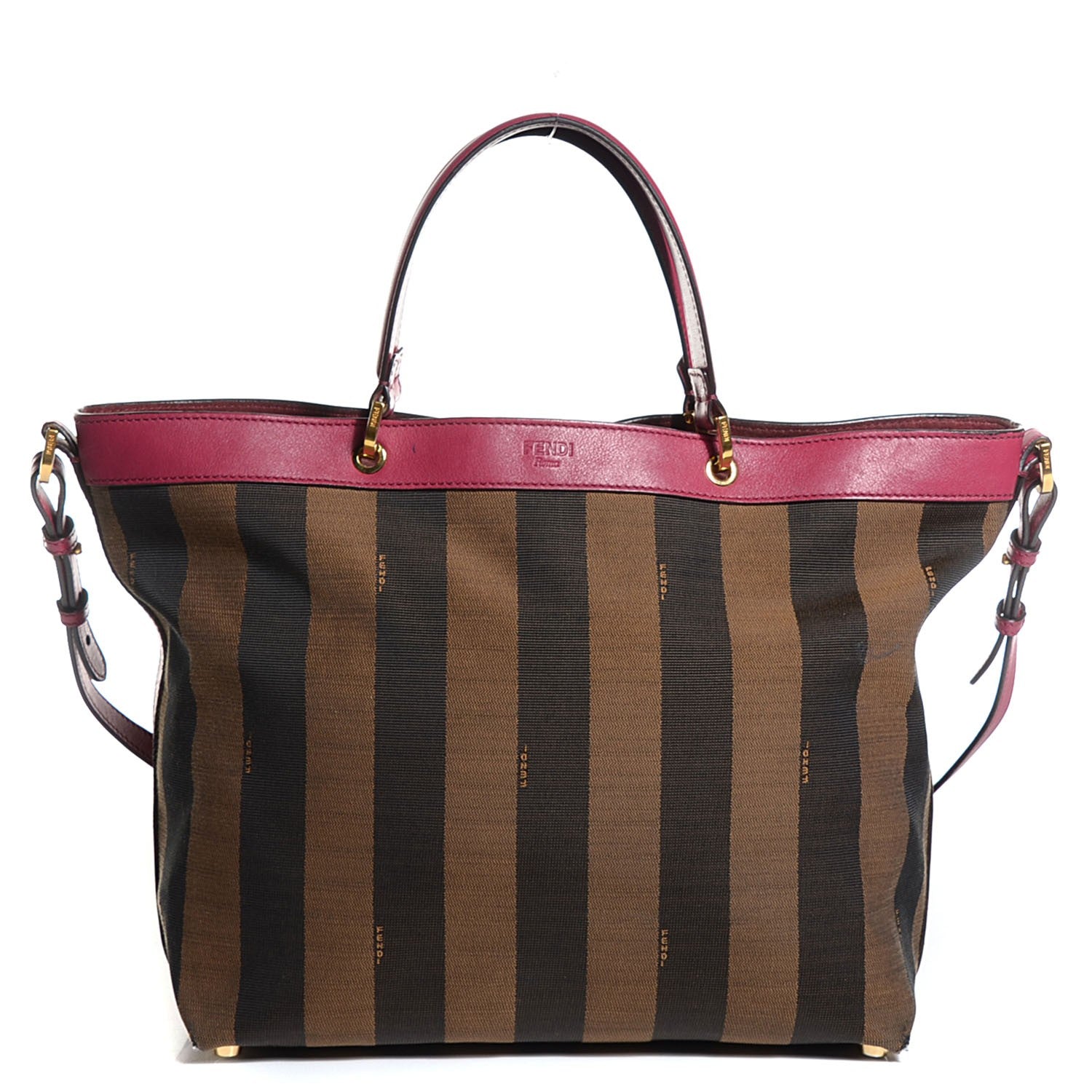 Fendi Pequin Vitello Shoulder Tote Tobacco Amarena 1 of 9