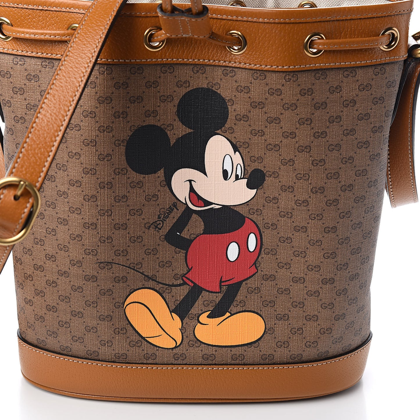 X DISNEY Mini Vintage GG Supreme Monogram Bucket Bag Beige Vintage Sun Oil