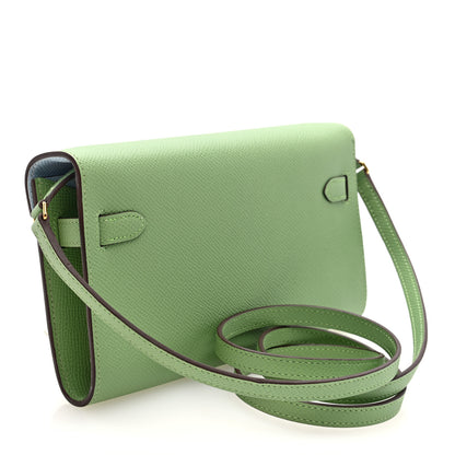 Hermes Epsom Verso Kelly Wallet To Go Vert Criquet Bleu Brume 3 of 10