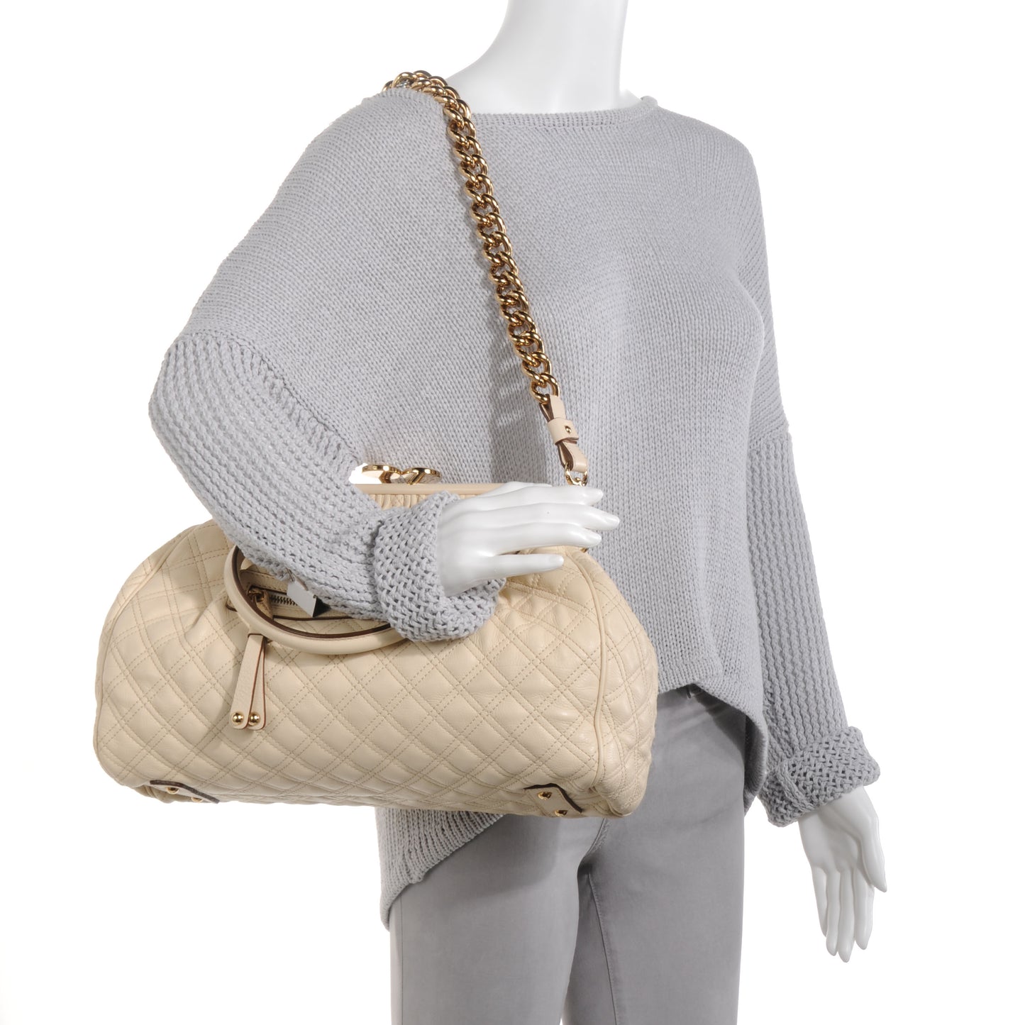 Quilted Leather Stam Tote Ivory