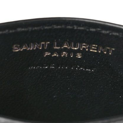 Saint Laurent Grain De Poudre Matelasse Chevron Monogram Credit Card Case Black 6 of 7