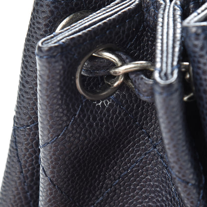 Chanel Caviar Quilted CC Accordion Shopping Bag Navy 14 of 15