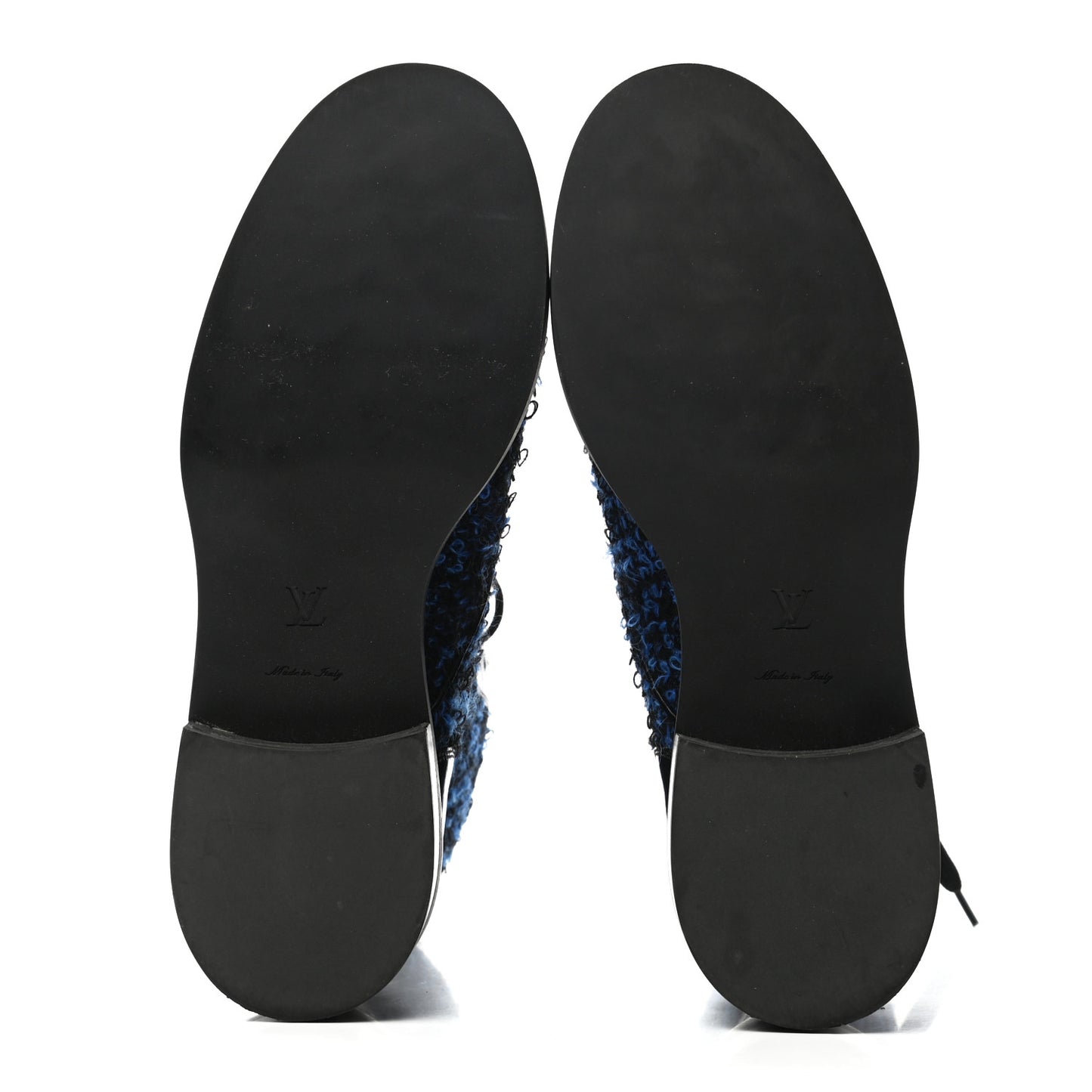Tweed Calfskin Wonderland Flat Ranger Boots 39 Blue Black