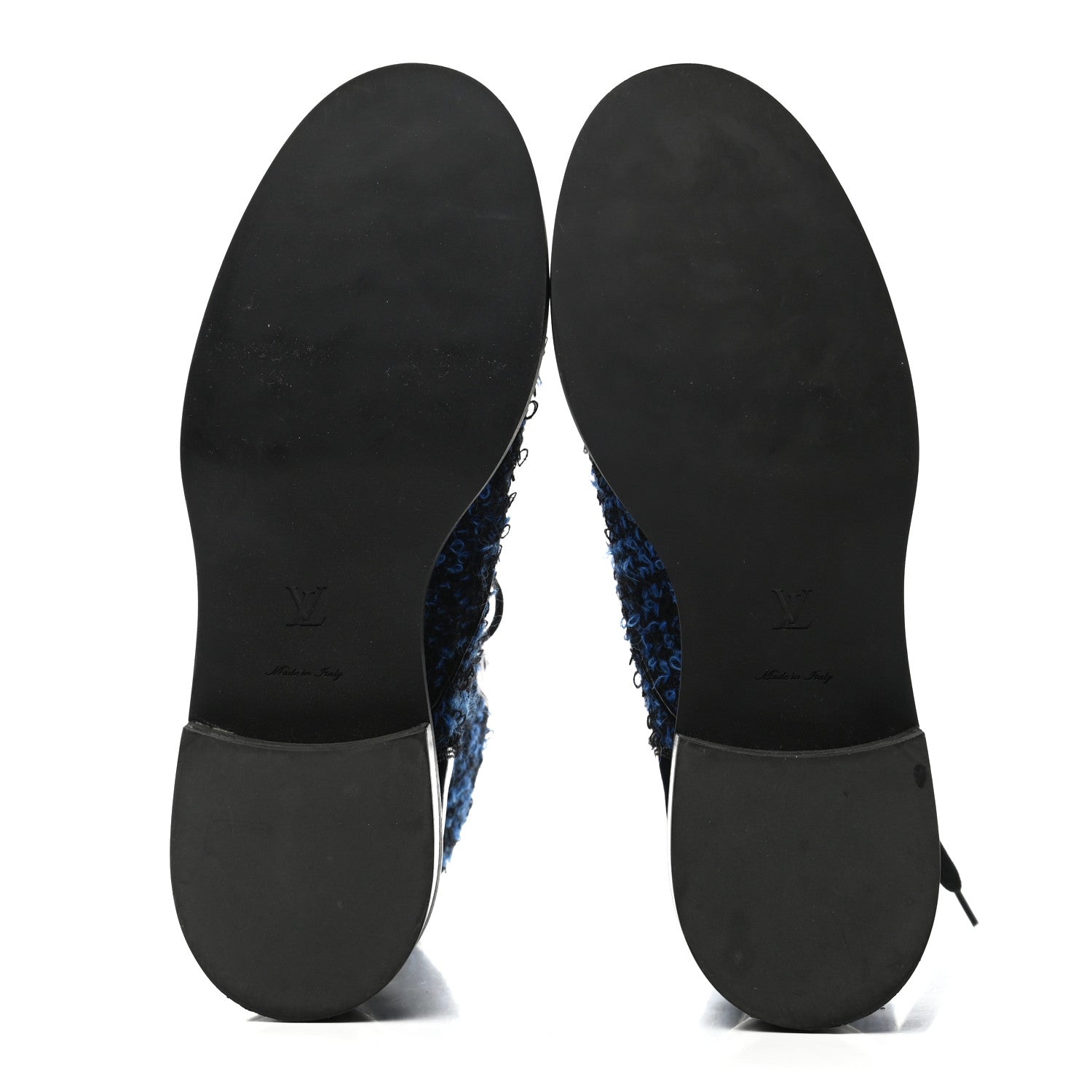 Louis Vuitton Tweed Calfskin Wonderland Flat Ranger Boots 39 Blue Black 5 of 8