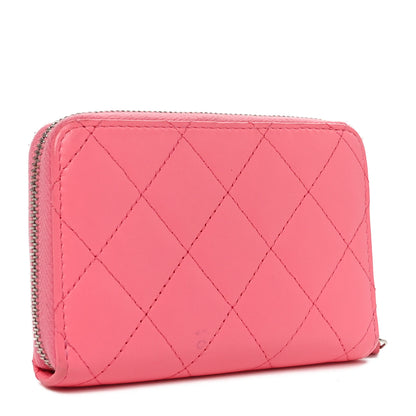 Chanel Lambskin Crystal Star Quilted Studded CC Zip Around Card Holder Wallet Pink 3 of 9
