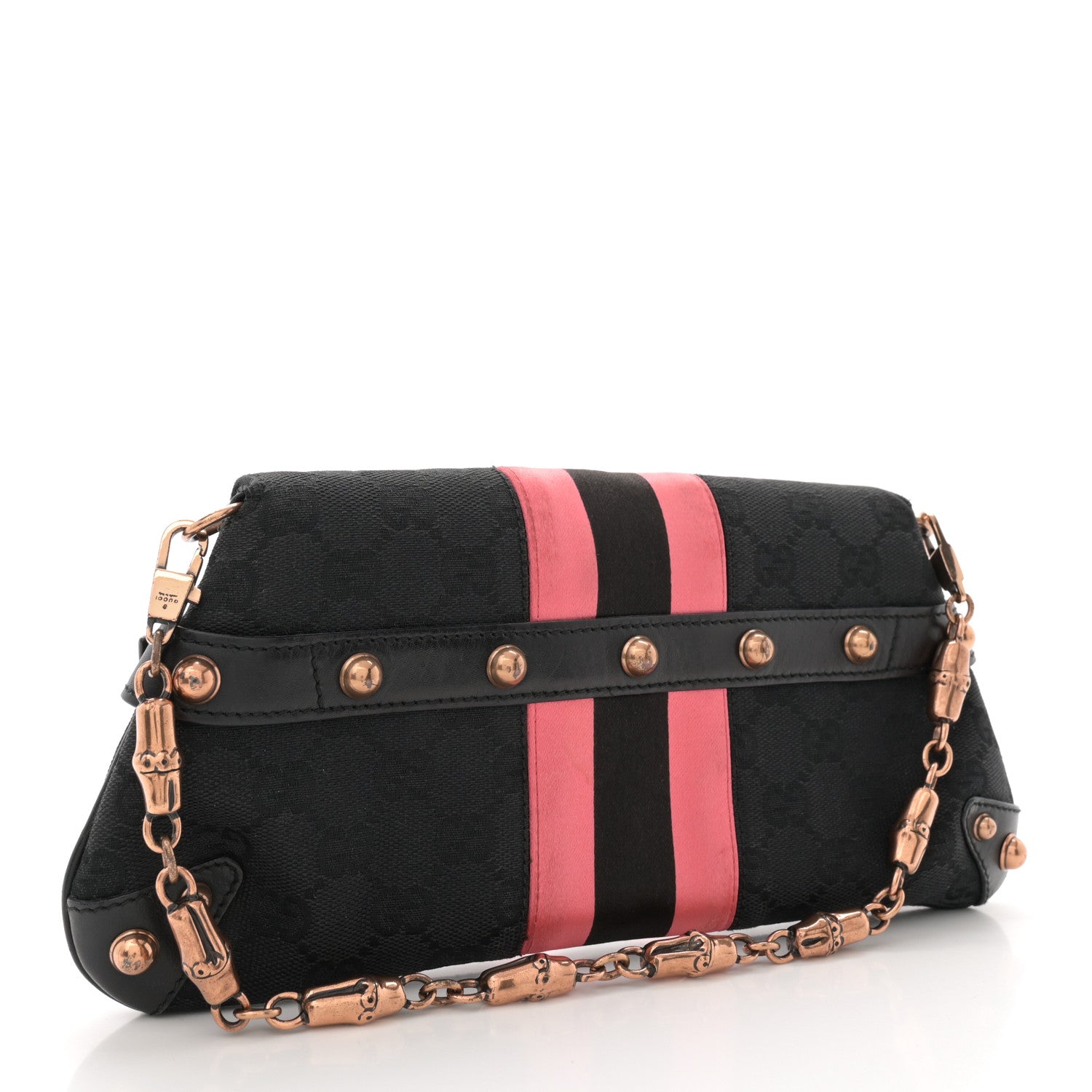 Gucci Monogram Horsebit Web Clutch Black 3 of 14