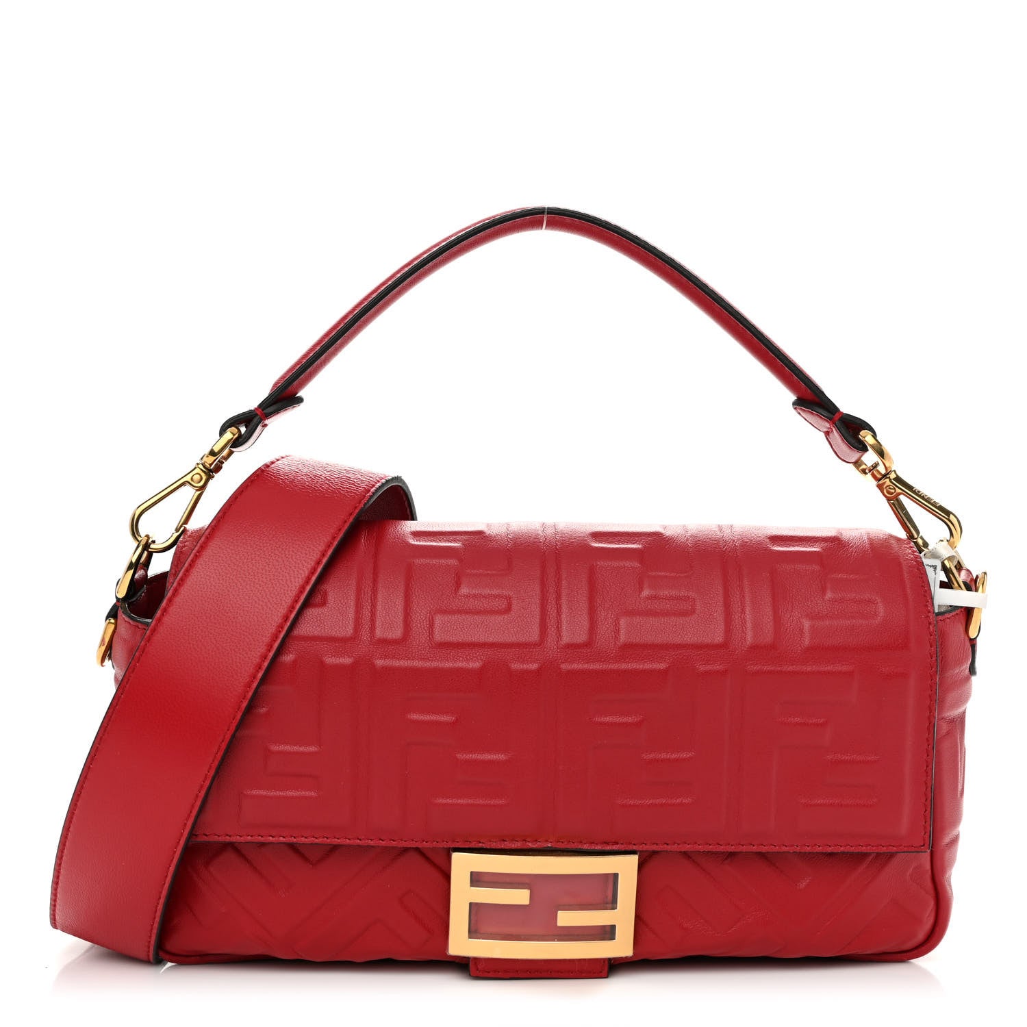 Fendi Nappa FF 1974 Embossed Baguette Fragola 1 of 10