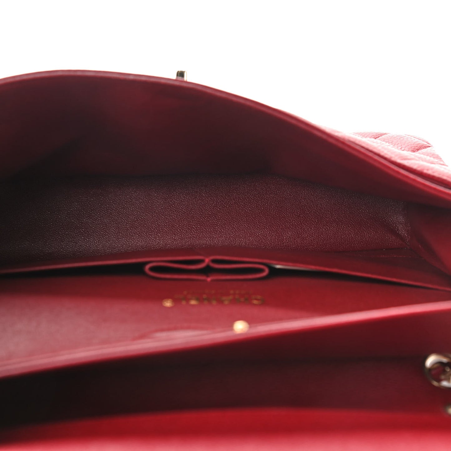 Caviar Quilted Medium Double Flap Red