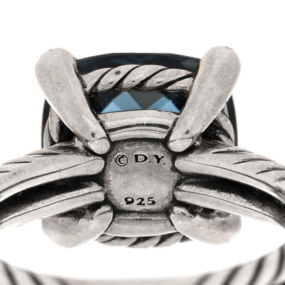 David Yurman Sterling Silver Diamond Hampton Blue Topaz 11mm Chatelaine Ring 54 7 4 of 4