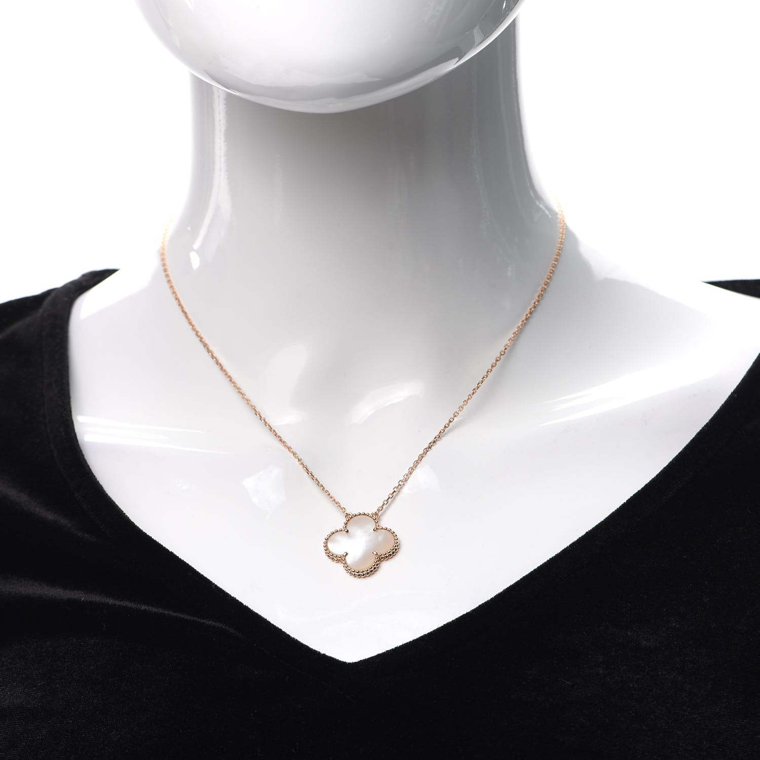 Van Cleef & Arpels 18K Rose Gold Mother of Pearl Magic Alhambra Pendant Necklace 2 of 7
