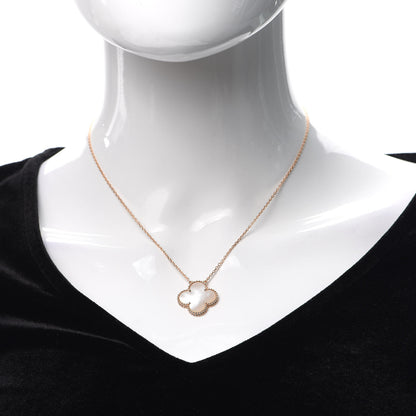 Van Cleef & Arpels 18K Rose Gold Mother of Pearl Magic Alhambra Pendant Necklace 2 of 7