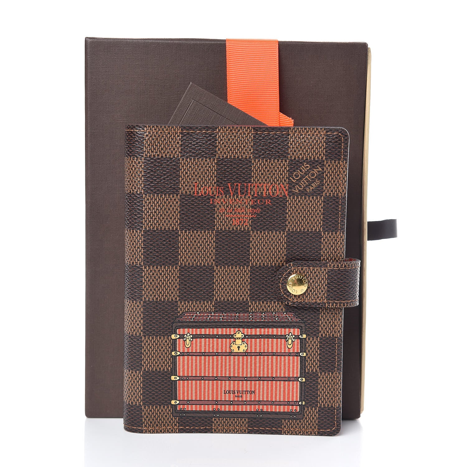 Louis Vuitton Damier Ebene Trunks and Locks Small Ring Agenda Cover 8 of 8