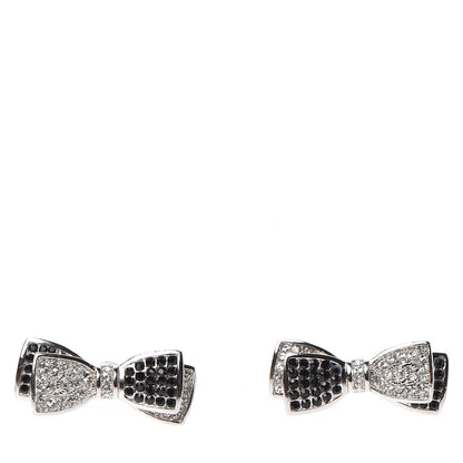 Chanel Crystal CC Bow Earrings Black Silver 1 of 5