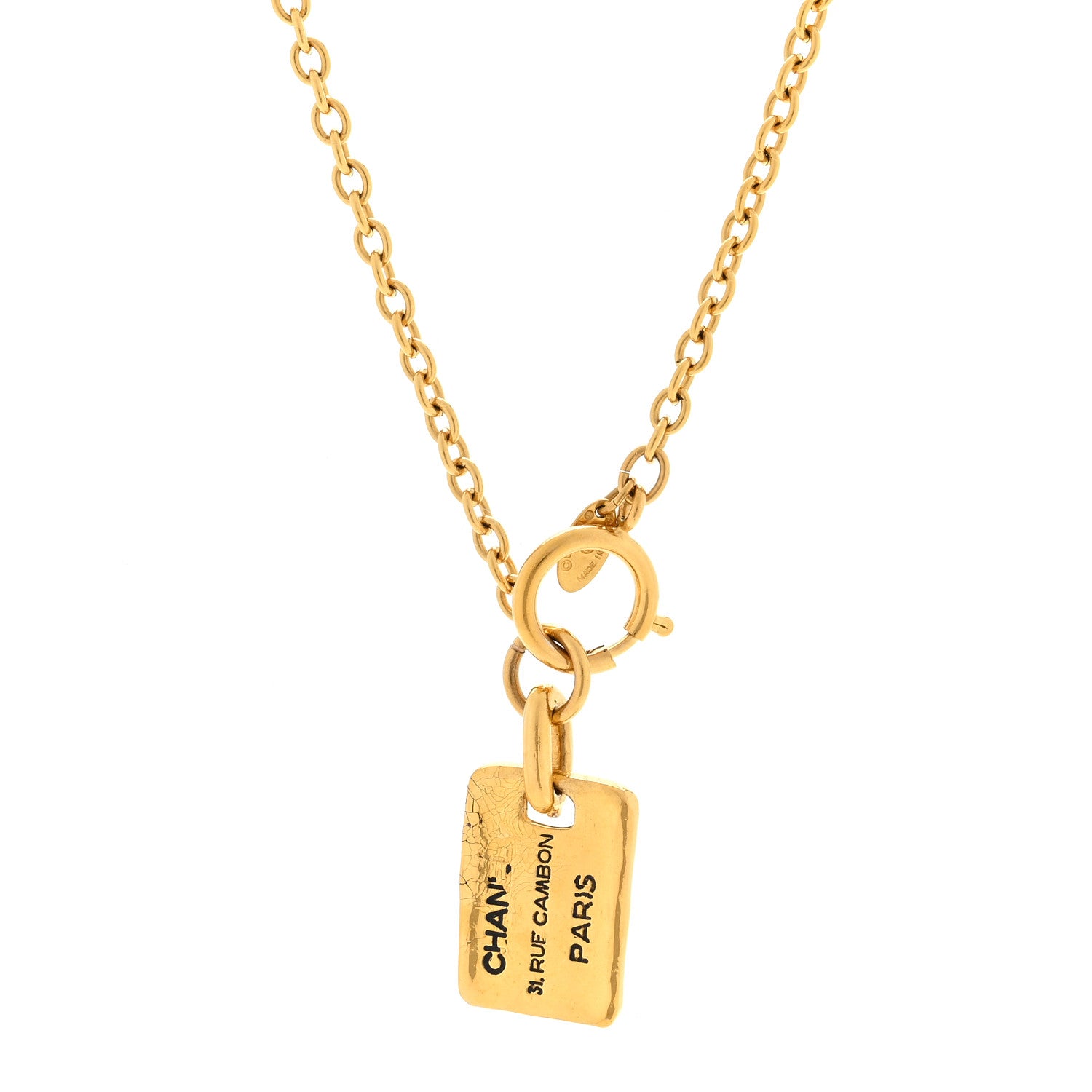 Chanel 31 Rue Cambon Tag Pendant Necklace Gold 1 of 4