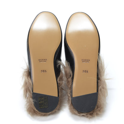 Gucci Goatskin Fur Bee Star Embroidered Womens Princetown Slippers 36.5 Black 7 of 9