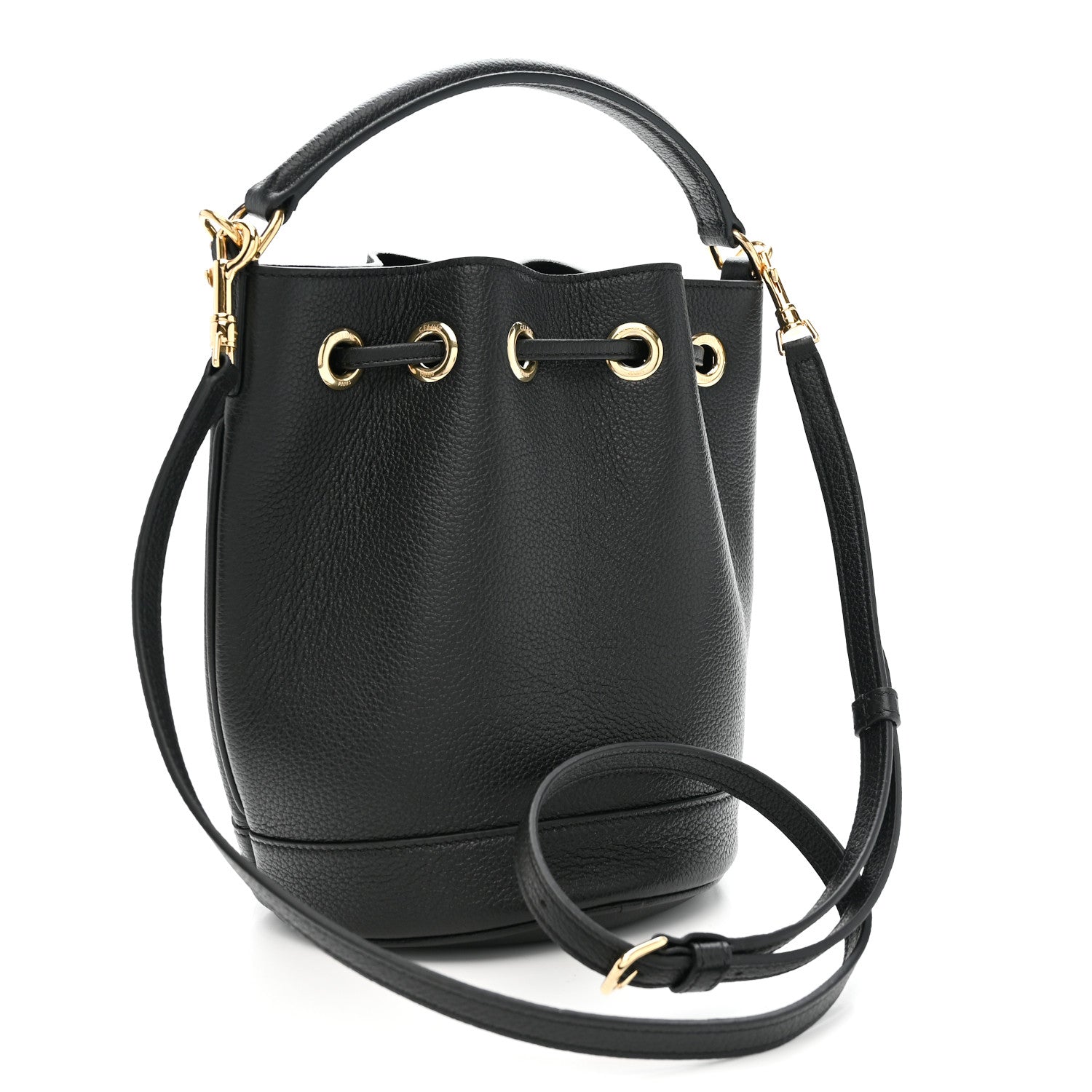 Celine Supple Calfskin Teen Clara Drawstring Bucket Bag Black 3 of 10