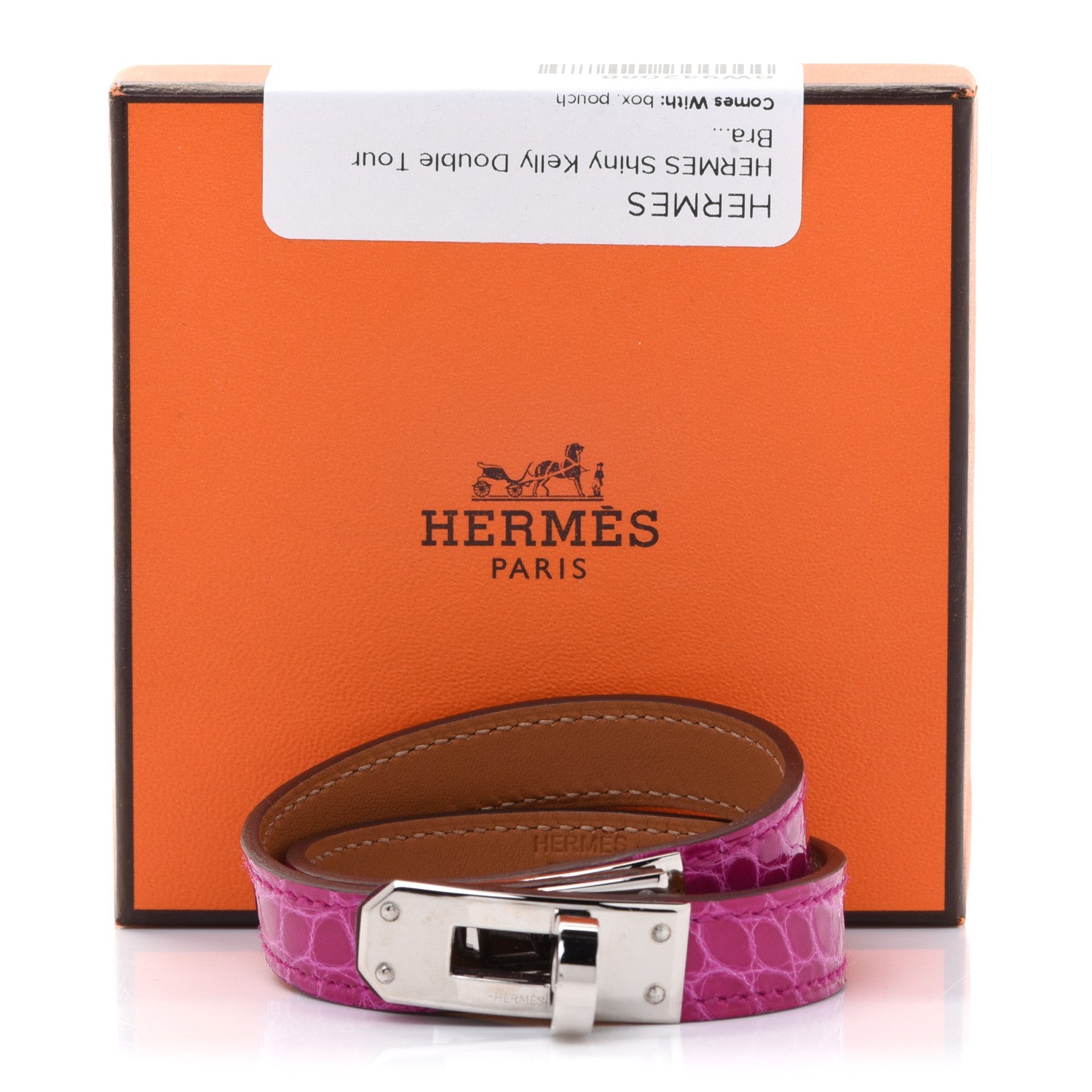 Hermes Shiny Alligator Kelly Double Tour Bracelet S Rose Scheherazade 8 of 8