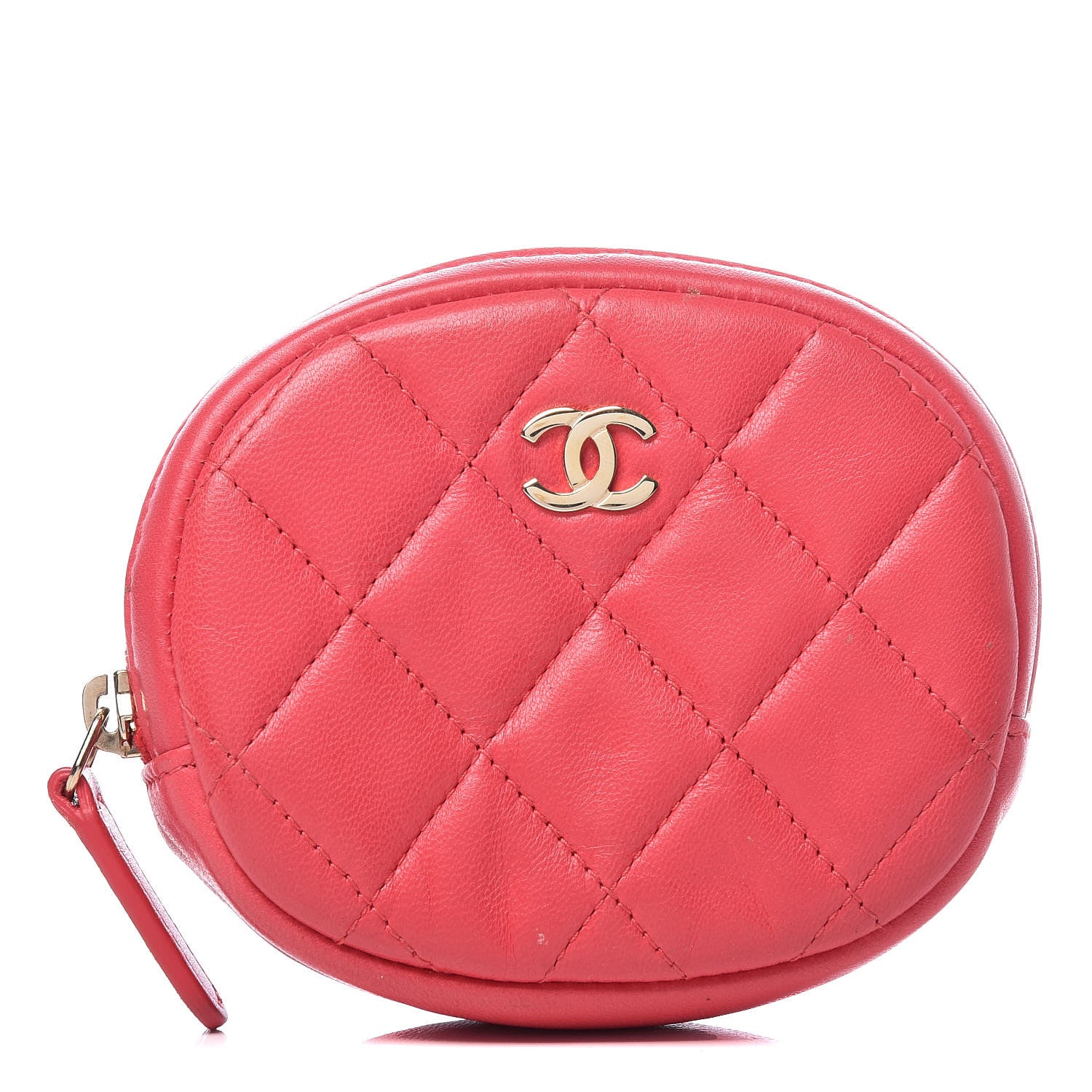 Chanel Lambskin Quilted Zip Around Classic Coin Purse Coral 1 of 8