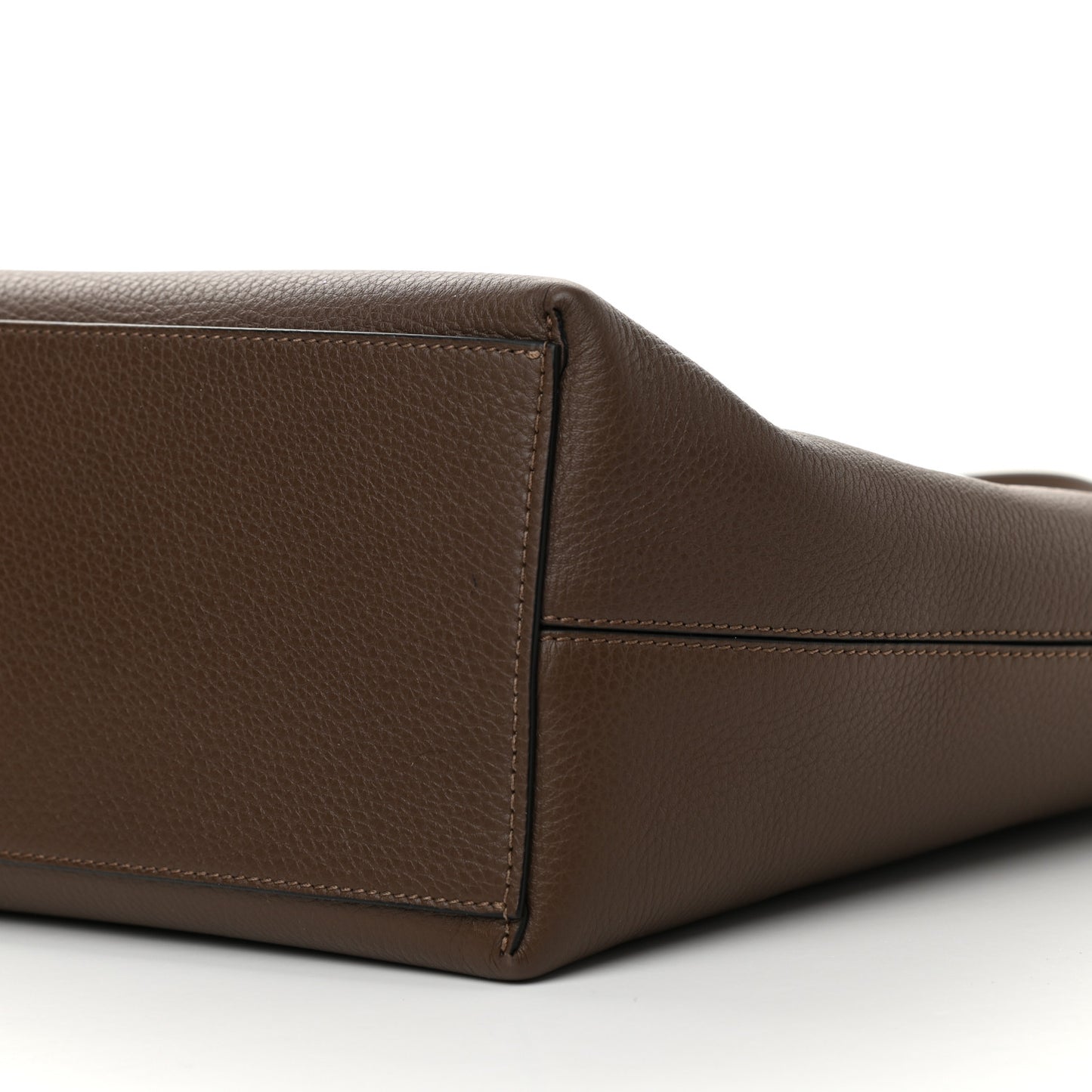Grained Calfskin Rockstud Shoulder Tote Deep Taupe