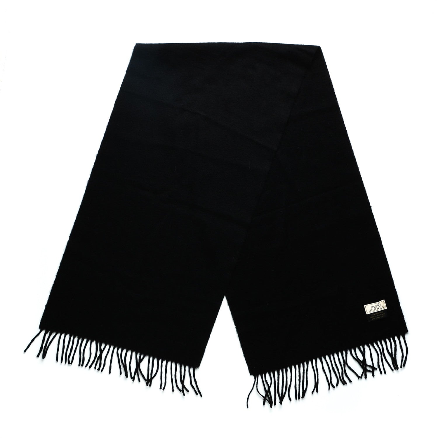 Hermes Cashmere Fringe Scarf Black 1 of 4