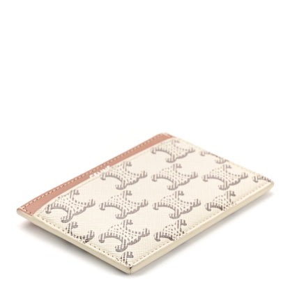 Celine Triomphe Canvas Calfskin Card Holder White Tan 4 of 9