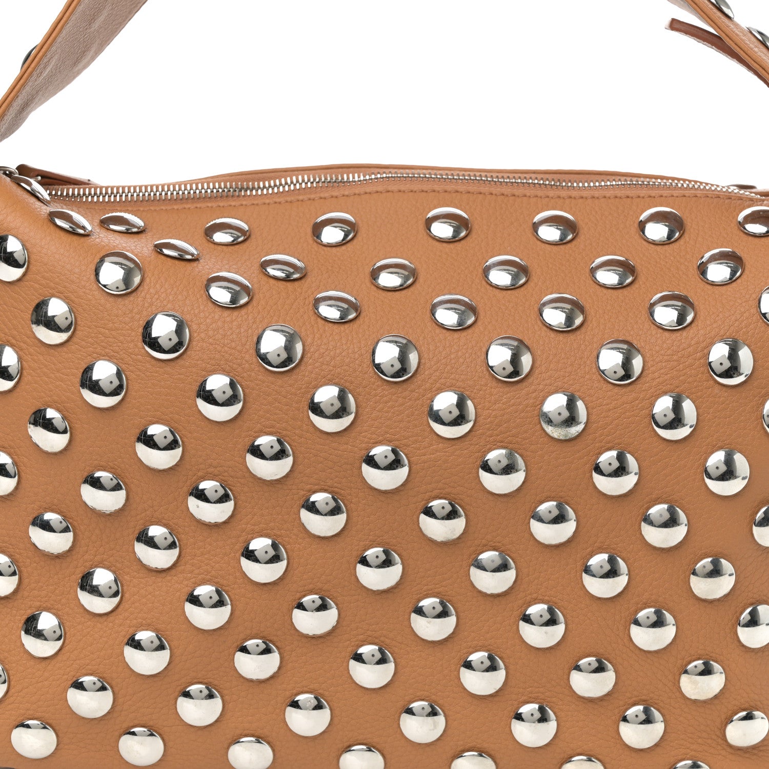 Khaite Pebbled Sport Calfskin Studded Elena Nougat 7 of 9
