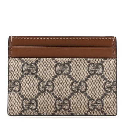 Gucci GG Supreme Monogram Calfskin Card Holder Beige Ebony Cuir 1 of 7