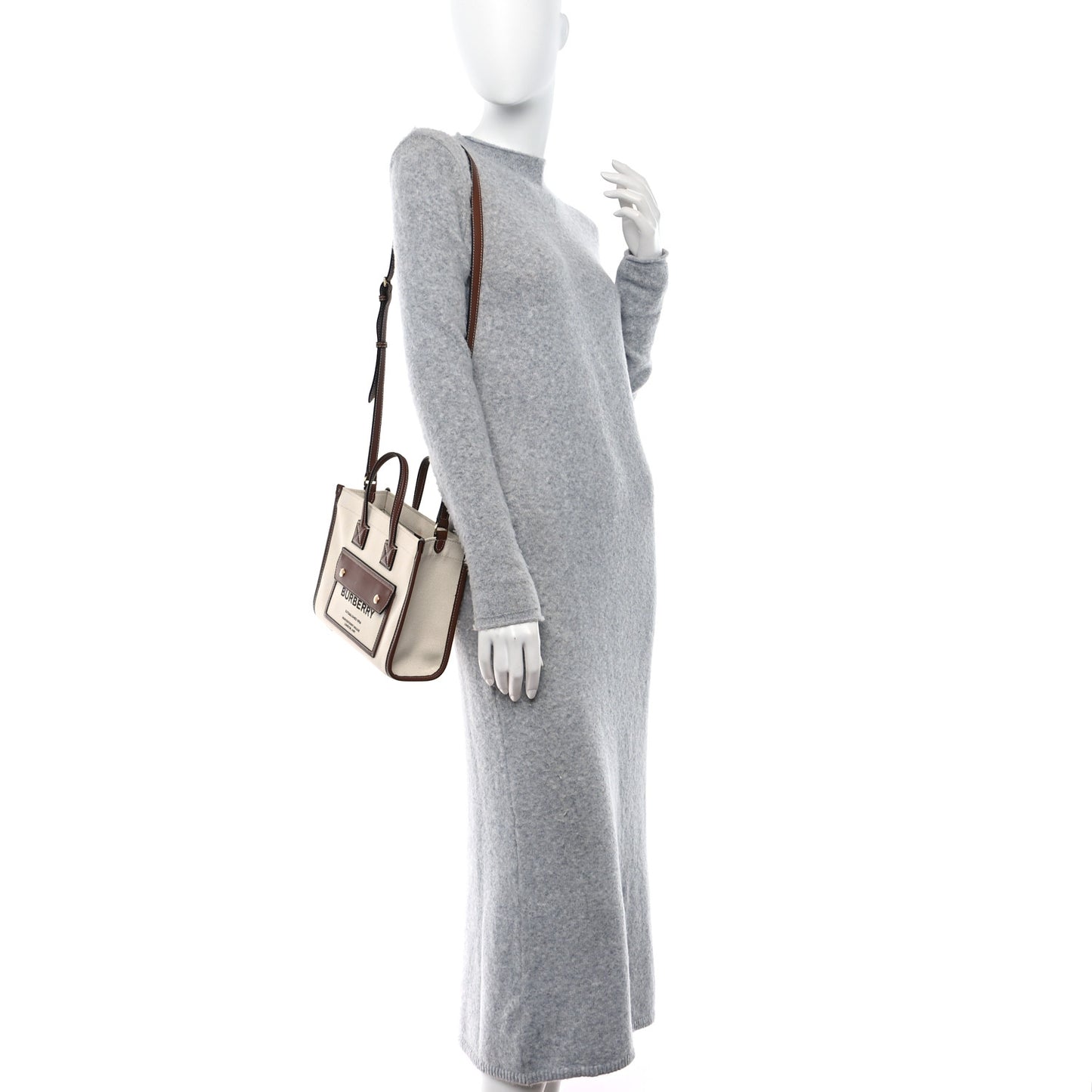 Canvas Smooth Calfskin Mini Two Tone Freya Tote Brown