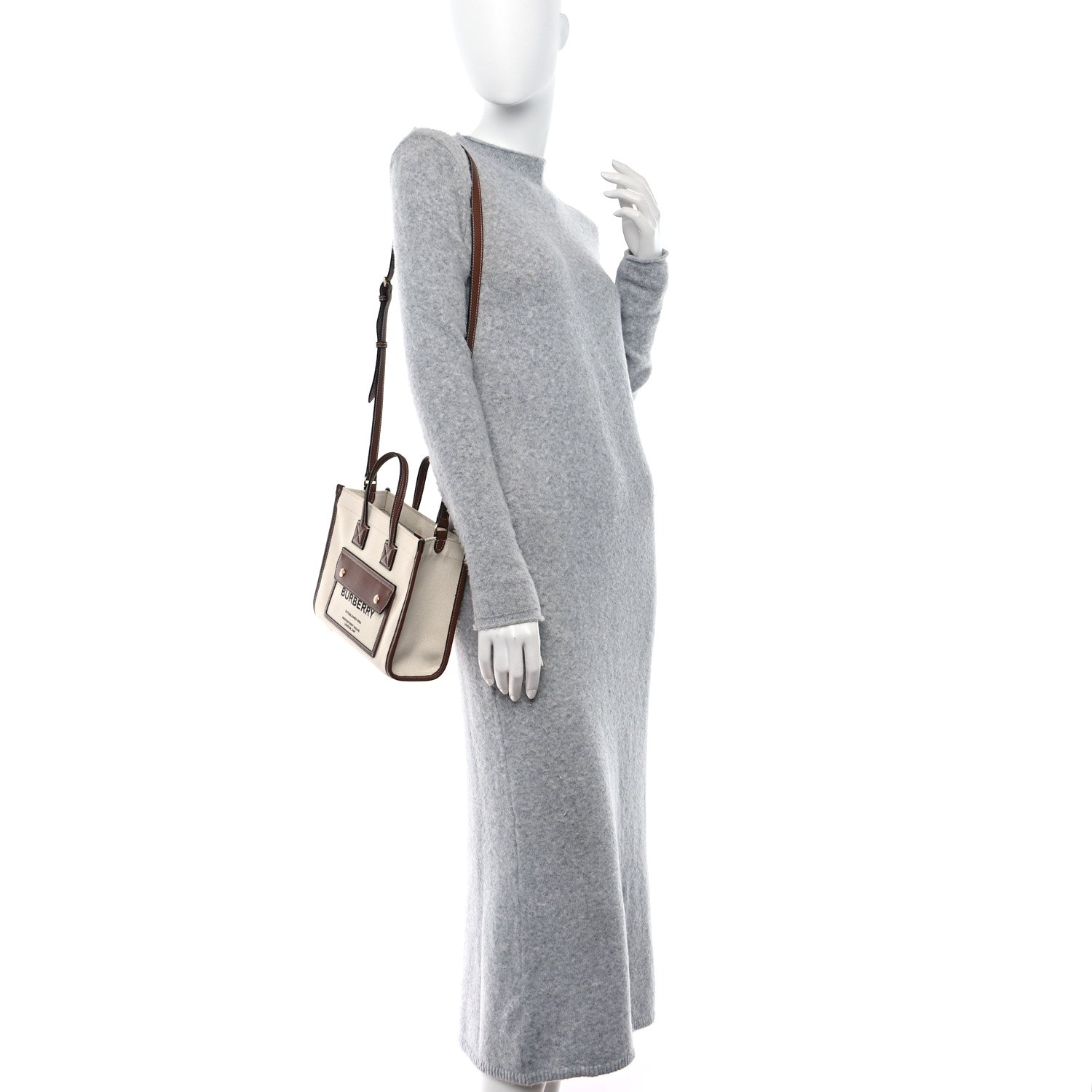 Burberry Canvas Smooth Calfskin Mini Two Tone Freya Tote Brown 2 of 9