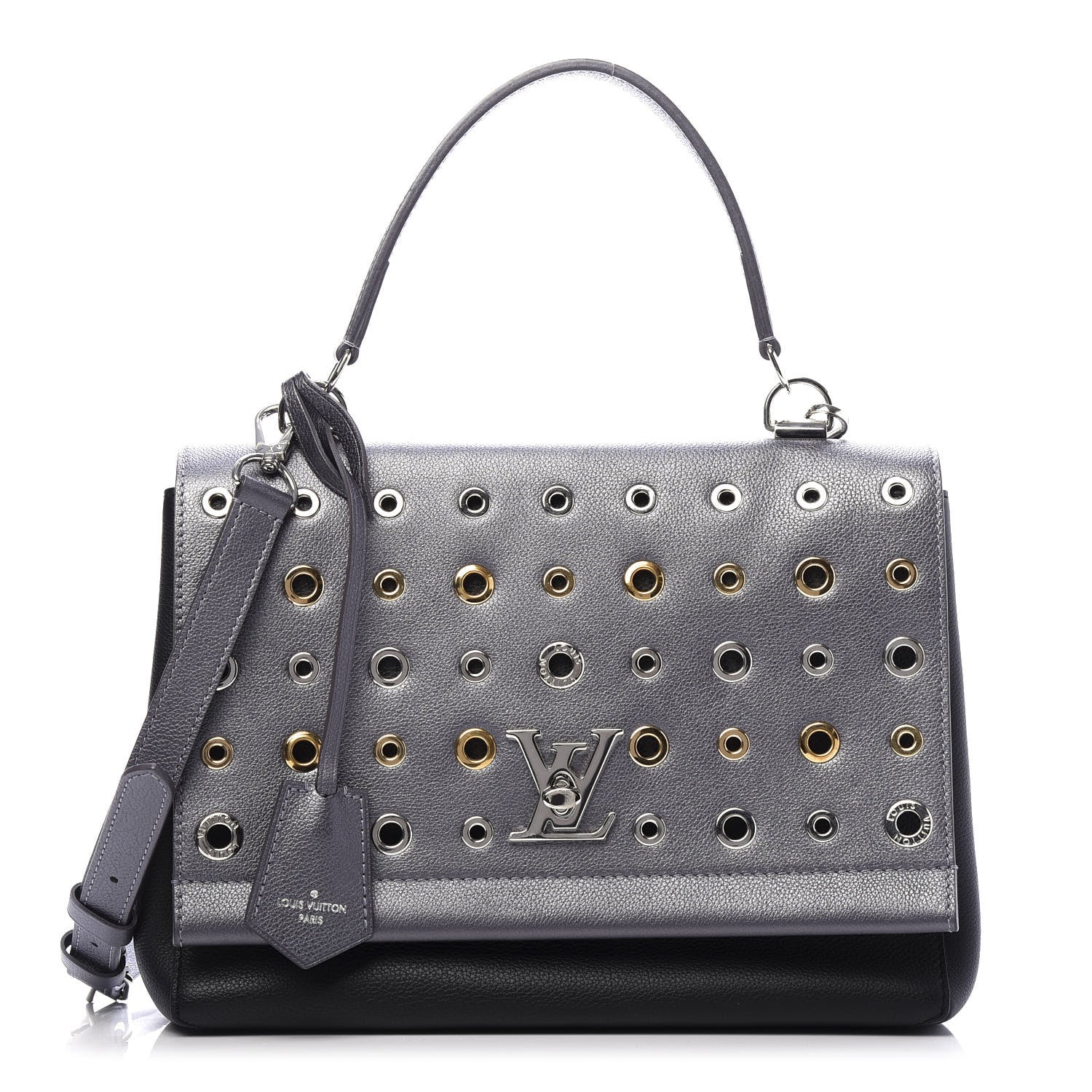 Louis Vuitton Soft Calfskin Eyelet Lockme II Top Handle Gris Silver 1 of 10