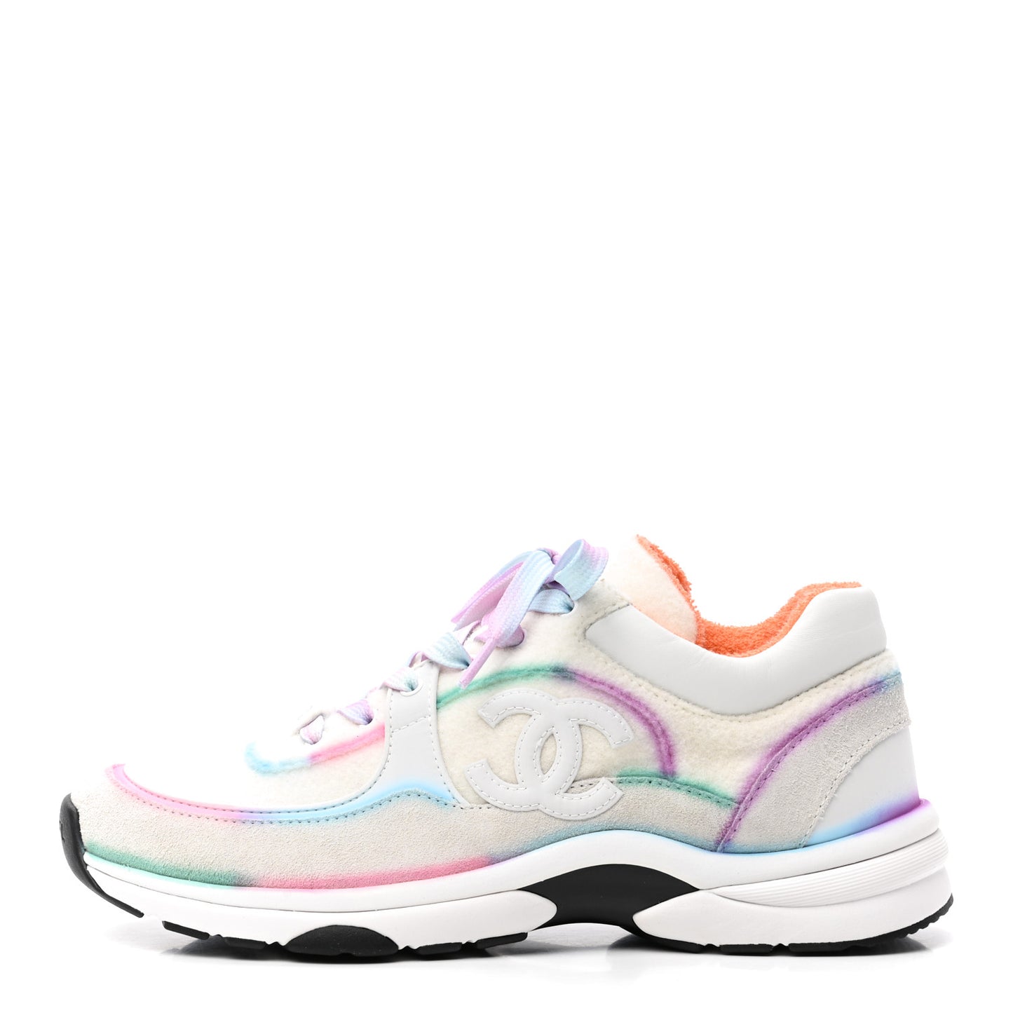 Wool Suede Calfskin CC Sneakers 38.5 Multicolor