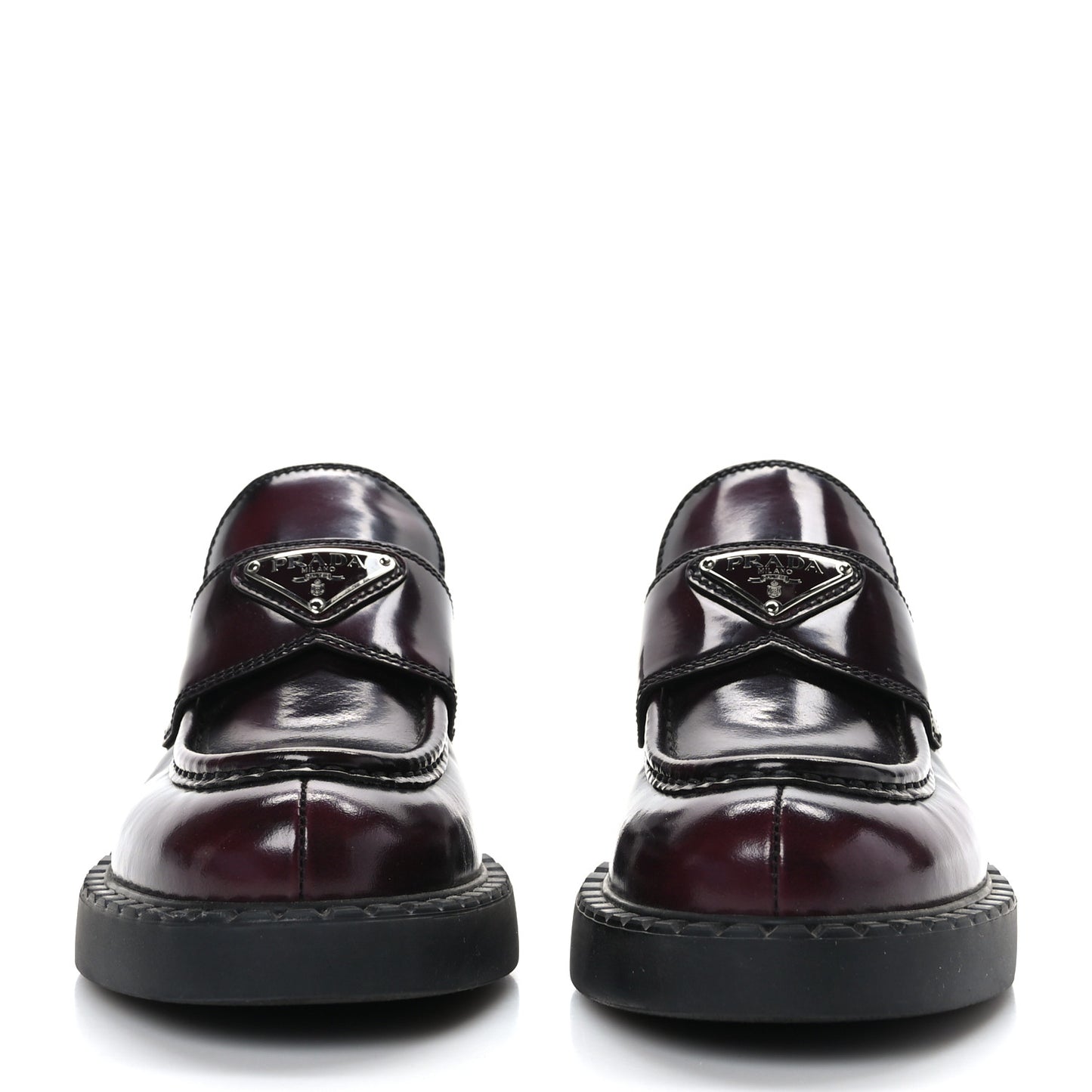 Spazzolato Fume Metal Triangle Logo 50mm Loafers 36.5 Granato