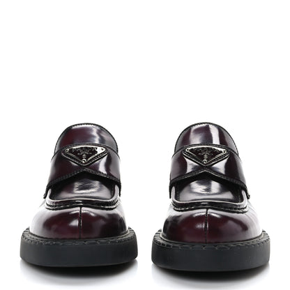 Prada Spazzolato Fume Metal Triangle Logo 50mm Loafers 36.5 Granato 2 of 8