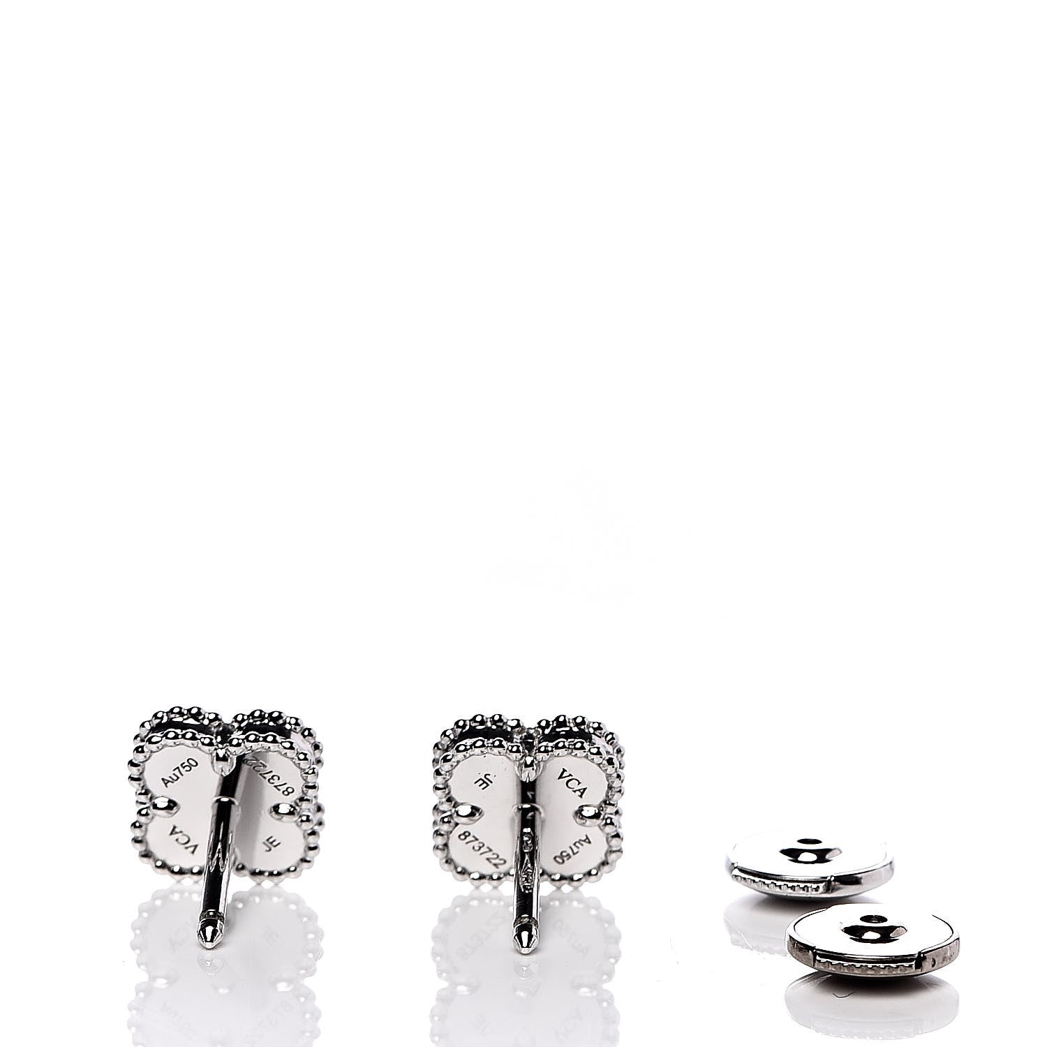 Van Cleef & Arpels 18K White Gold Mother of Pearl Sweet Alhambra Earrings 5 of 7