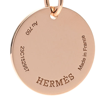 Hermes 18K Rose Gold Diamond PM Ex-Libris Pendant Necklace 4 of 5