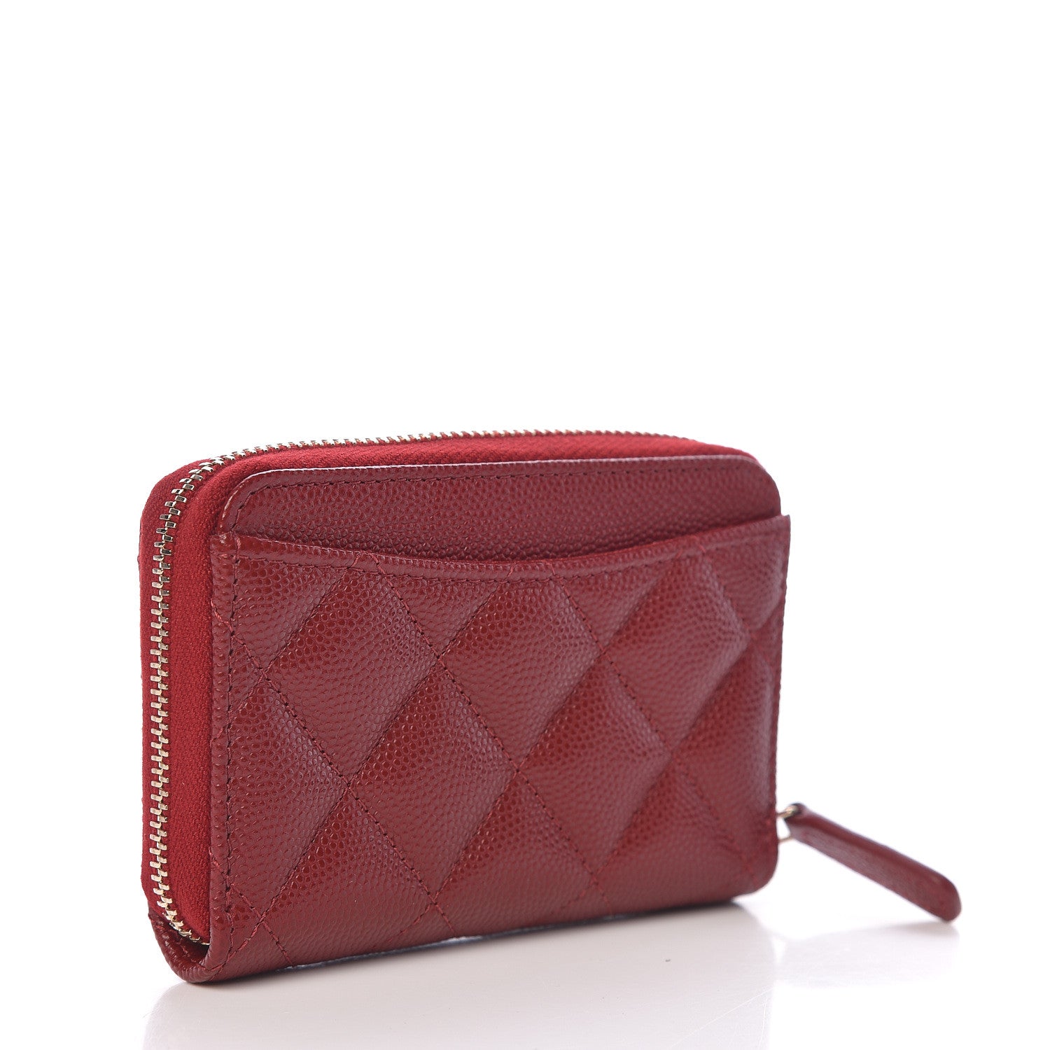 Chanel Caviar Quilted Zip Coin Purse Red 3 of 8