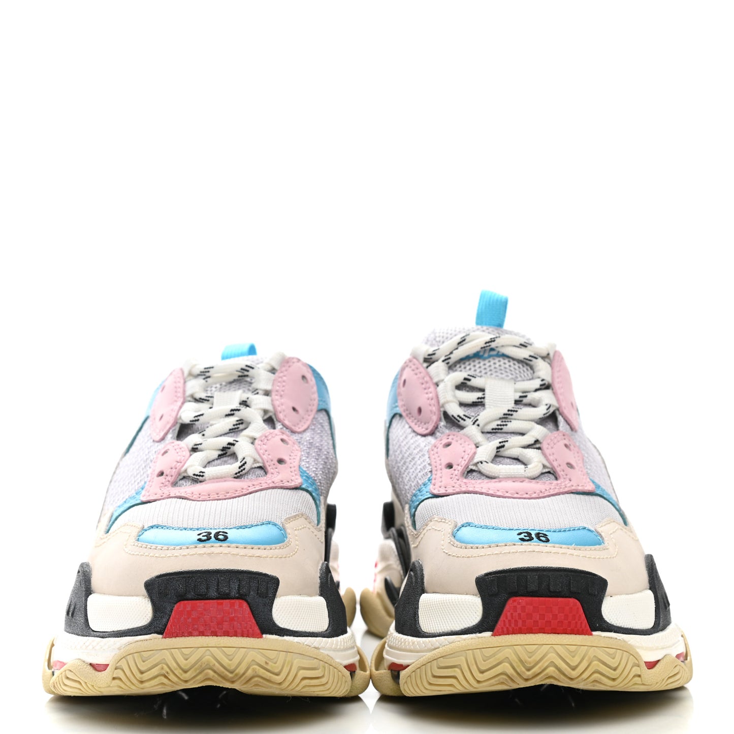Fabric Mesh Womens Triple S Sneakers 36 White Blue Pink