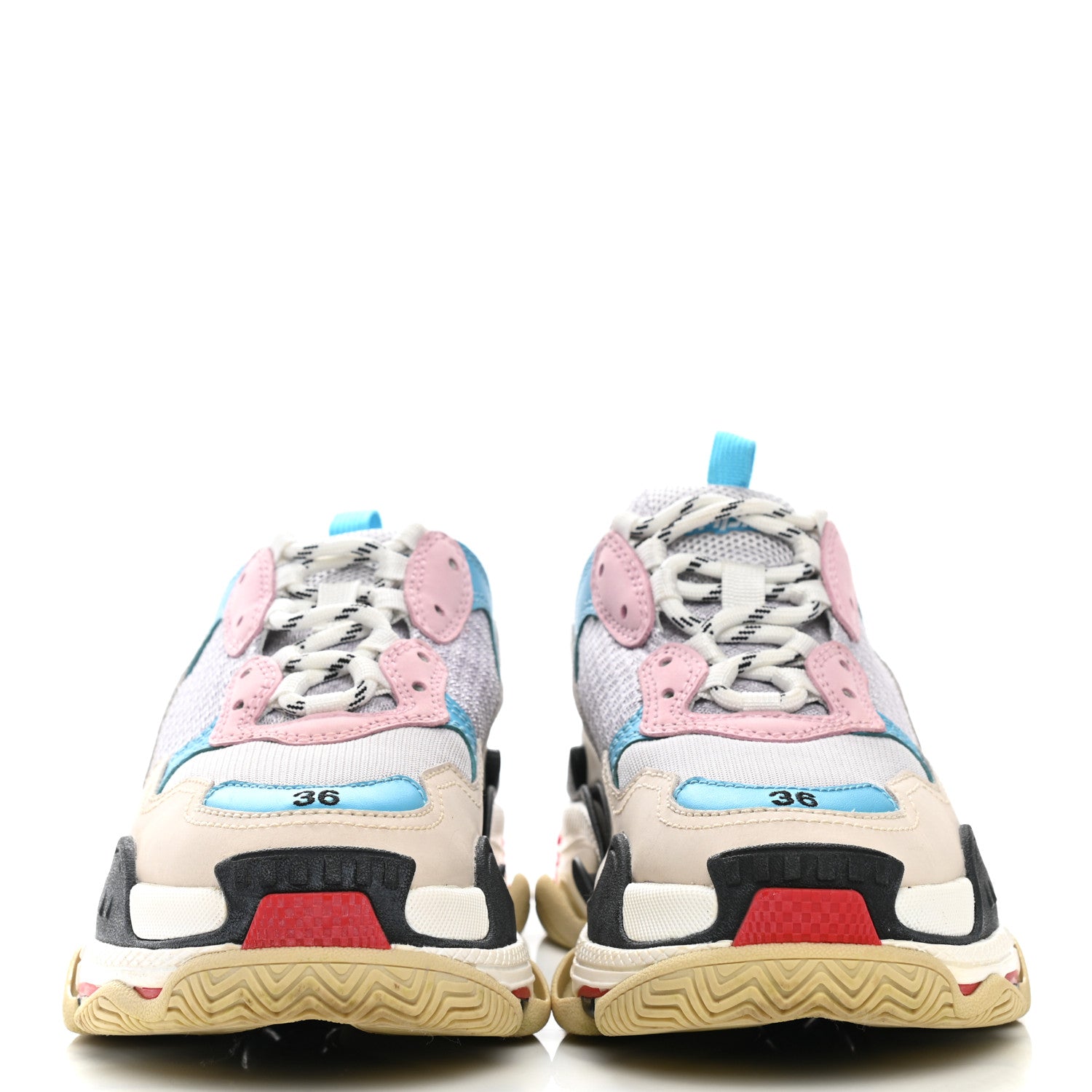 Balenciaga Fabric Mesh Womens Triple S Sneakers 36 White Blue Pink 3 of 26
