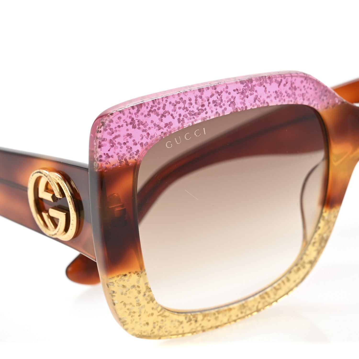 Gucci Square Frame GG0083S Sunglasses Glitter Pink Multi 7 of 8