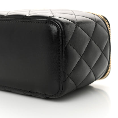 Chanel Lambskin Quilted Small Vanity Case With Chain Black Black 10 of 11