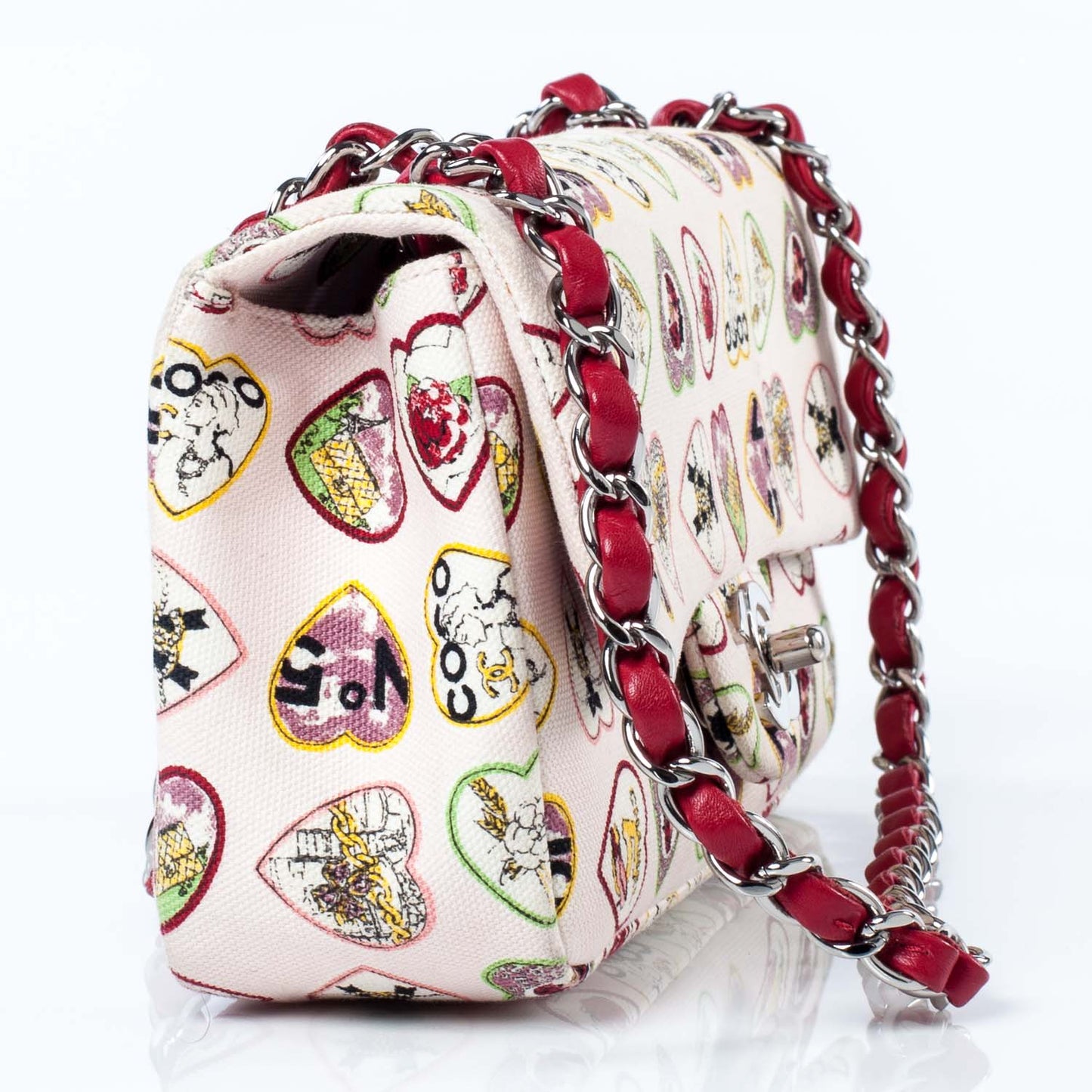 Canvas Coco Hearts Small Flap Bag