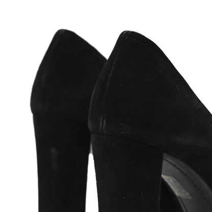 Prada Suede Logo Bow Pumps 38.5 Black 5 of 9