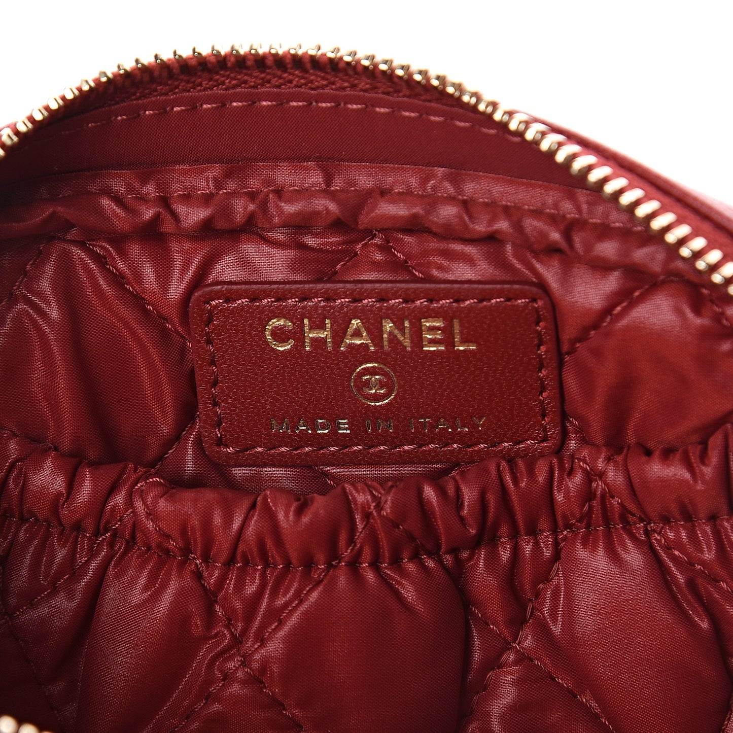Lambskin Quilted Small Curvy Pouch Cosmetic Case Red