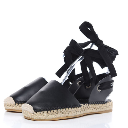 Christian Dior Calfskin Nicely-D Ankle Tie Espadrilles Flats 36.5 Black 2 of 7
