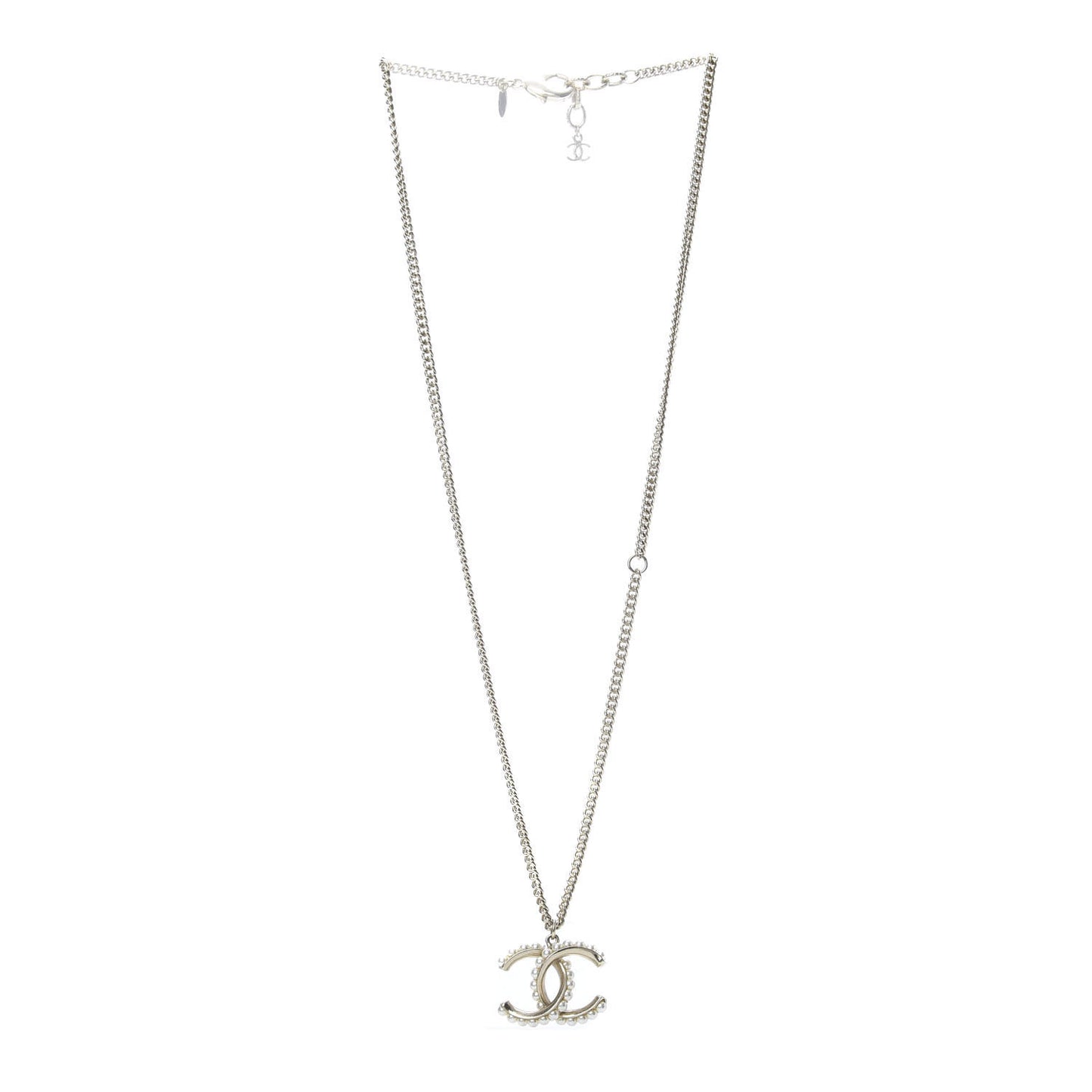 Pearl Twisted CC Pendant Necklace Gold