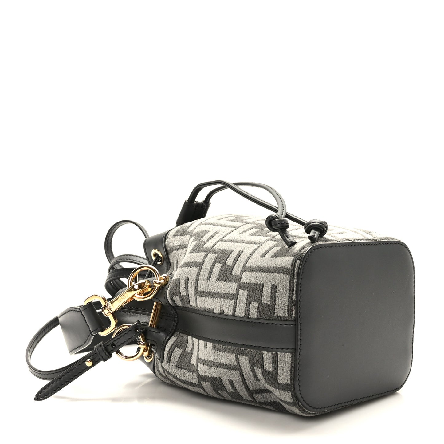 Chenille Vitello King FF Mini Mon Tresor Bucket Bag Antracite Asfalto