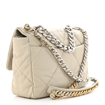 Chanel Lambskin Quilted Large Chanel 19 Flap Light Grey 3 of 12